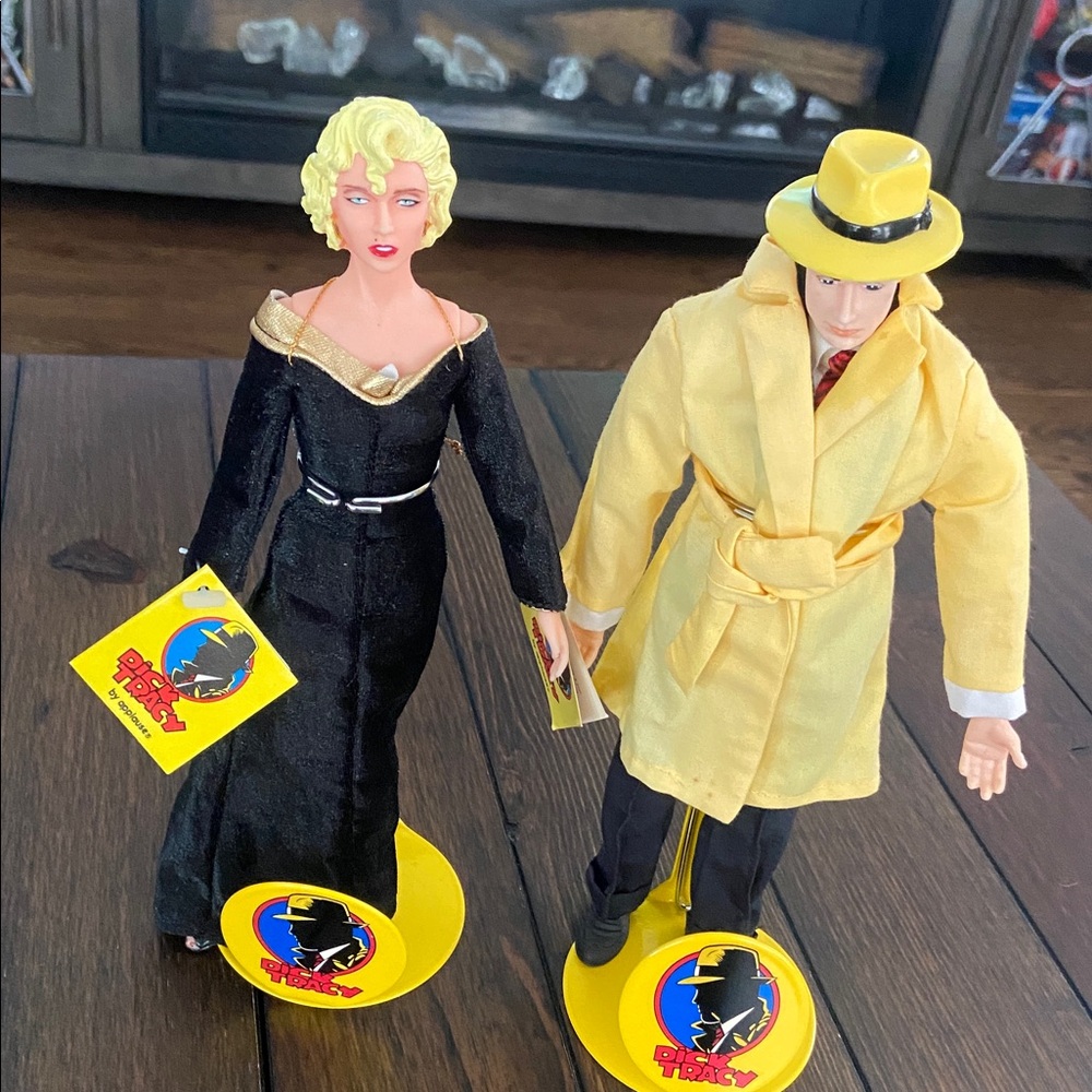 Applause Dick Tracy & Breathless Mahoney 9" Inch Tall Dolls W/Tags & Stand